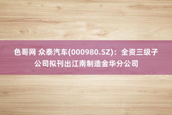 色哥网 众泰汽车(000980.SZ)：全资三级子公司拟刊出江南制造金华分公司