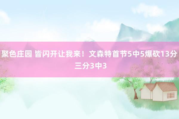 聚色庄园 皆闪开让我来！文森特首节5中5爆砍13分 三分3中3