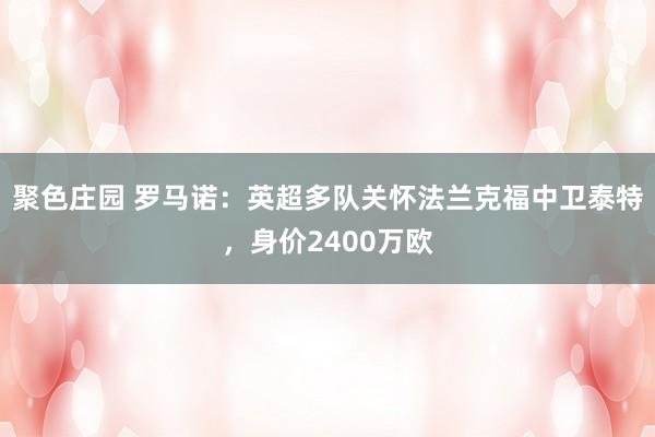 聚色庄园 罗马诺：英超多队关怀法兰克福中卫泰特，身价2400万欧