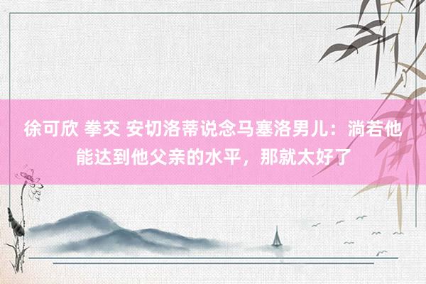 徐可欣 拳交 安切洛蒂说念马塞洛男儿：淌若他能达到他父亲的水平，那就太好了